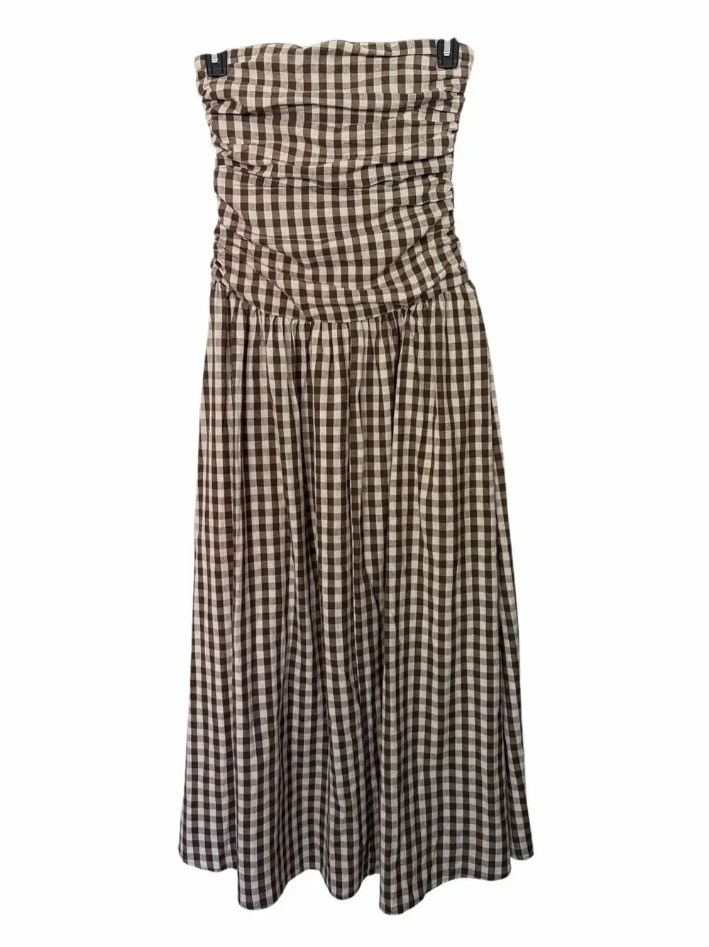 Peppermayo Carmel Strapless Maxi Dress in Brown Gingham Size 4